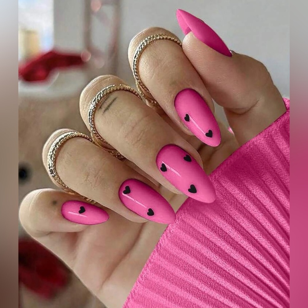 Pink Press On Nails with Hearts. New.
